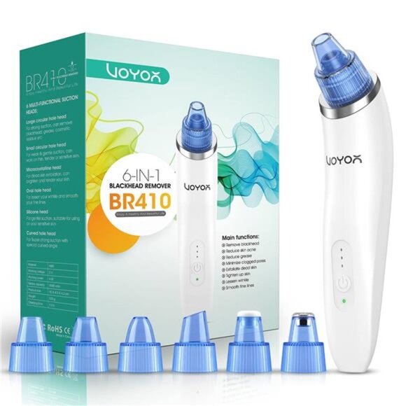 Electric Face Vacuum Pore Cleaner Acne White Heads Removal with 6 Suction Head